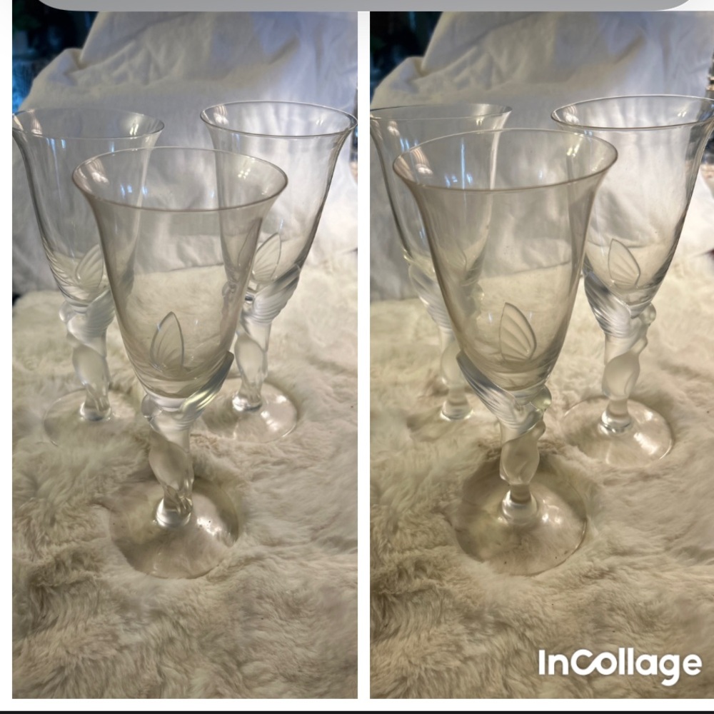 5 Igor Carl Faberge Frosted Kiss Snow Dove Bird Crystal  Red Wine Glasses